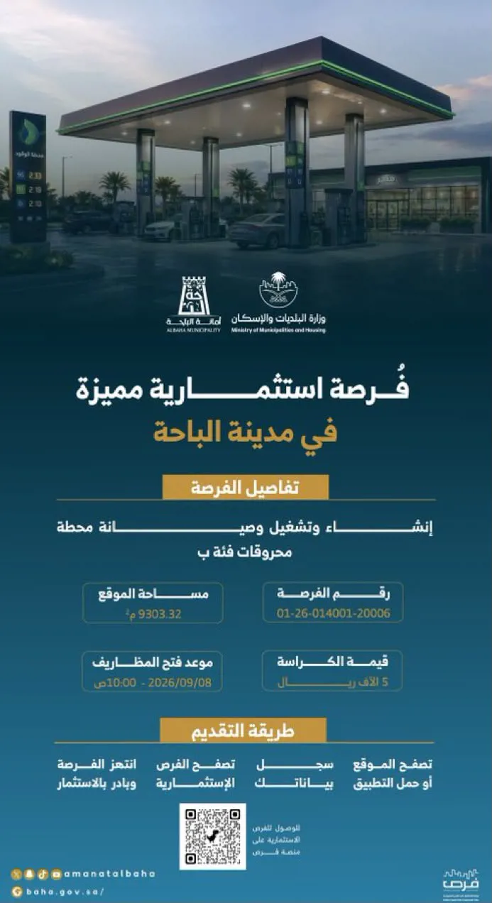 طرح فرصة استثمارية لإنشاء وتشغيل محطة محروقات