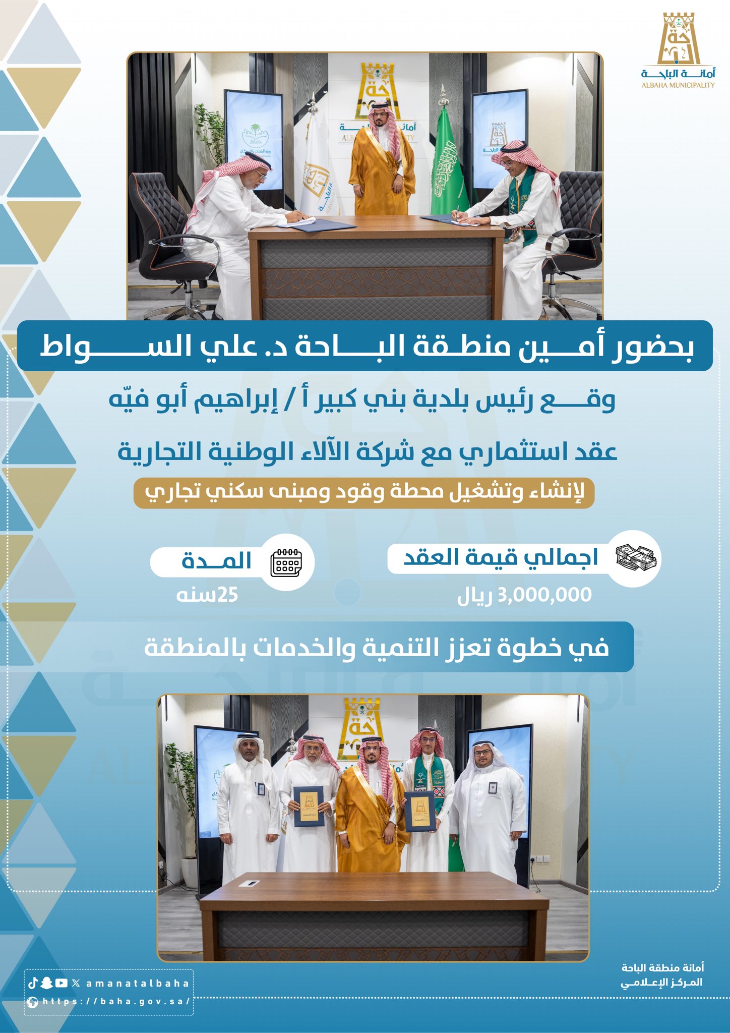 توقيع عقد استثماري لإنشاء محطة وقود ومبنى تجاري